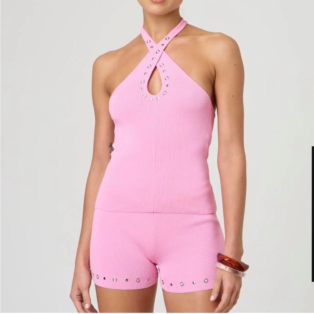 Glassons Pink Knit Top and Micro Shorts